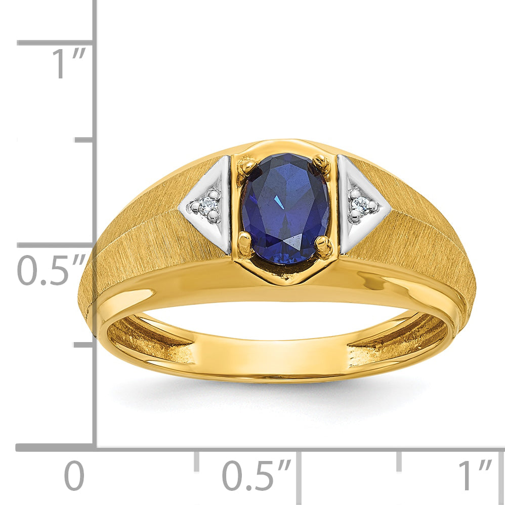 14k Mens Oval Gemstone and Diamond Satin Ring Mounting, Mounting Only Secondary image