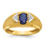14k Mens Oval Lab Created Sapphire and Diamond Satin Complete Ring - Sophia Jewelers