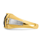 14k Two-tone Mens Satin Barrel Onyx and Diamond Ring Mounting, Mounting Only - Sophia Jewelers