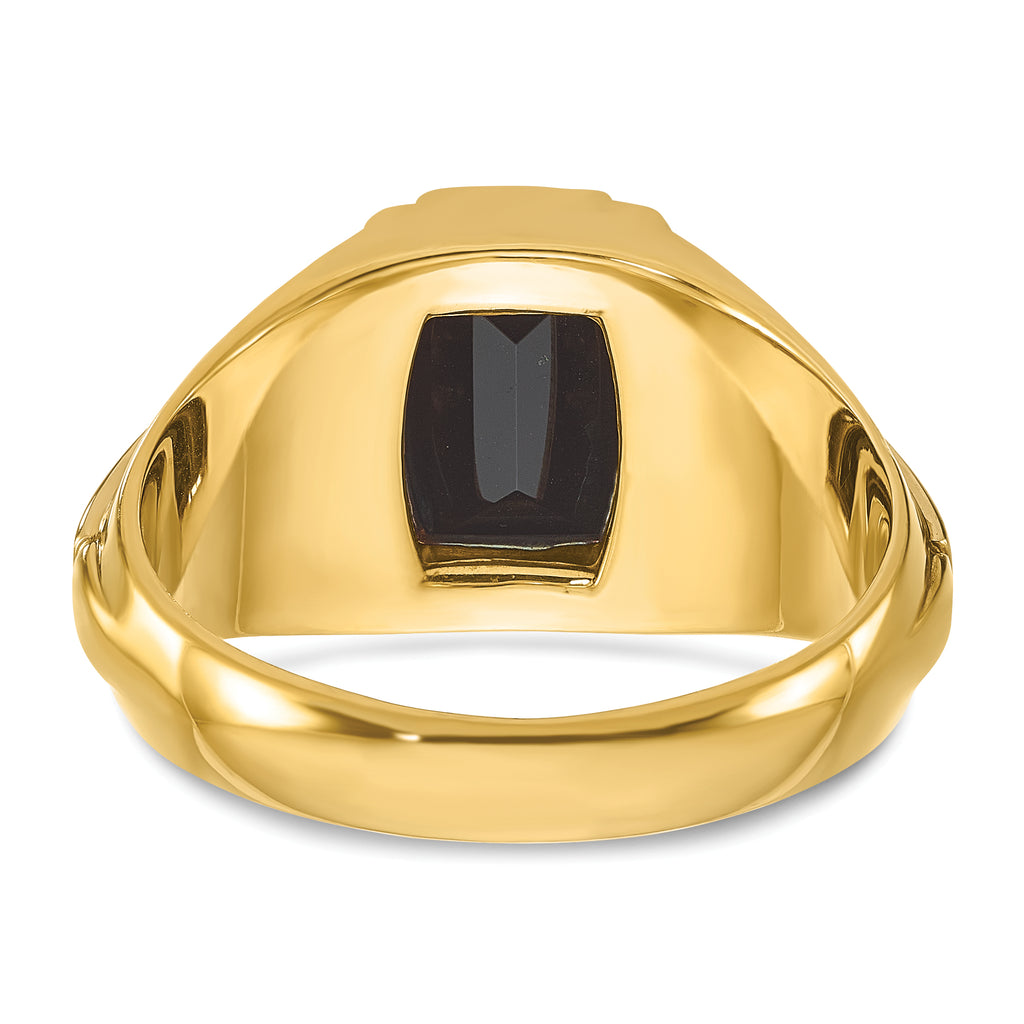 14k Two-tone Mens Satin Barrel Onyx and Diamond Ring Mounting, Mounting Only - Sophia Jewelers