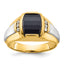 14k Two-tone Mens Satin Barrel Onyx and 1/10 carat Diamond Complete Ring - Sophia Jewelers