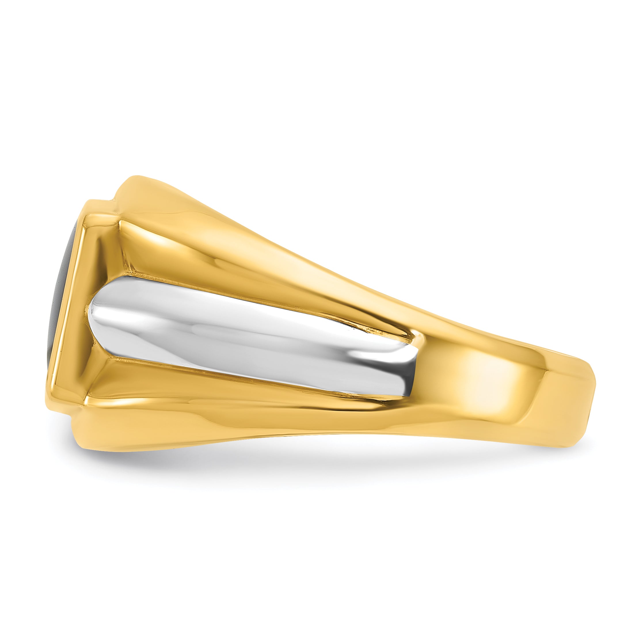 10k Two-tone Men's Onyx Complete Ring