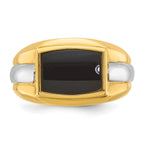 10k Two-tone Men's Onyx Complete Ring