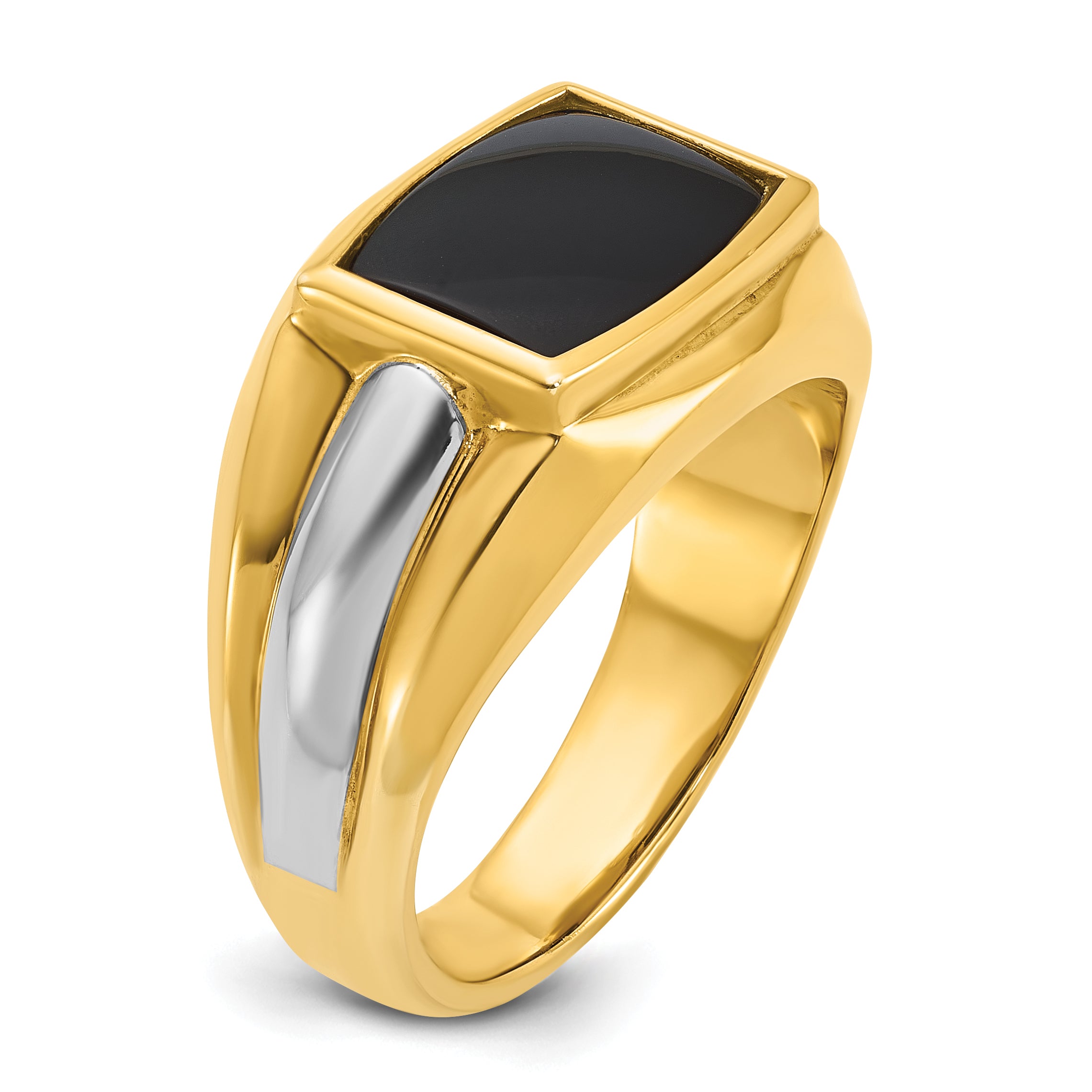 10k Two-tone Men's Onyx Complete Ring