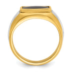 14k Two-tone Mens Rectangle Onyx Complete Ring - Sophia Jewelers