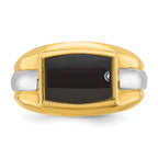 14k Two-tone Mens Rectangle Onyx Complete Ring - Sophia Jewelers