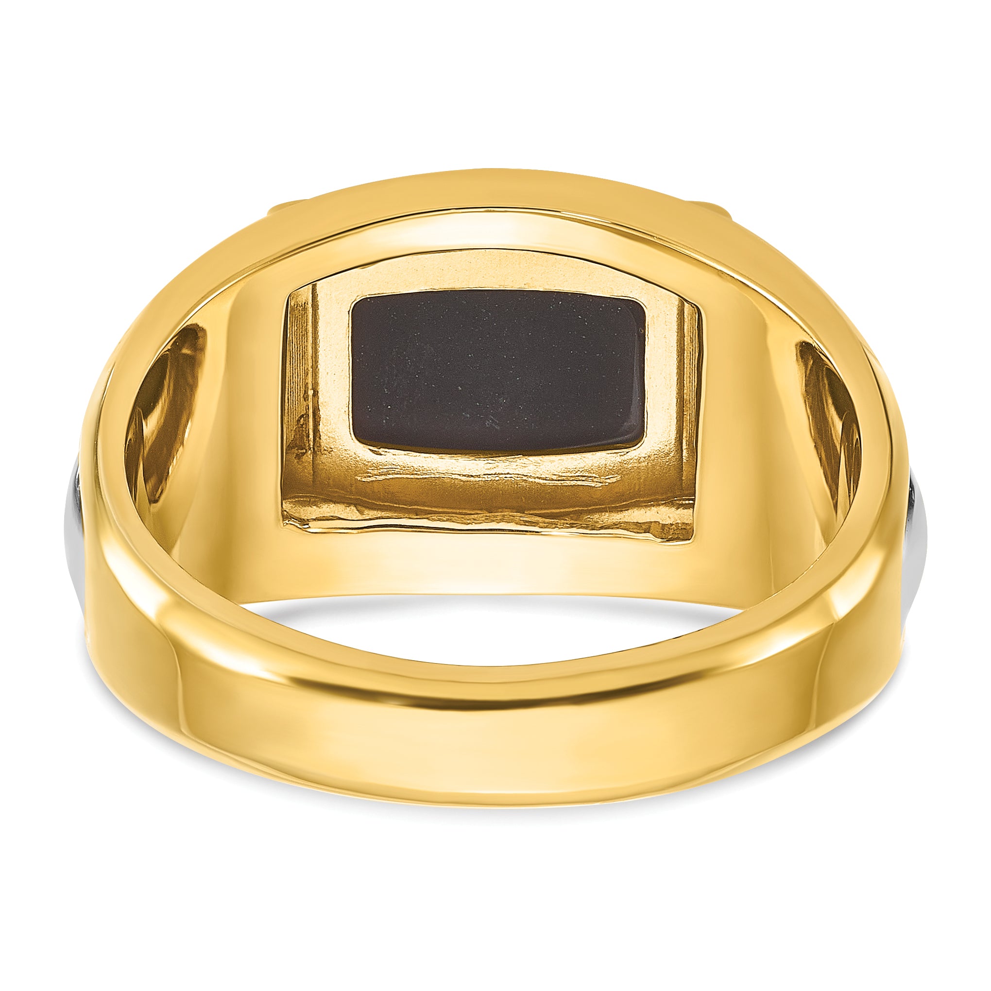 14k Two-tone Mens Rectangle Onyx Complete Ring - Sophia Jewelers