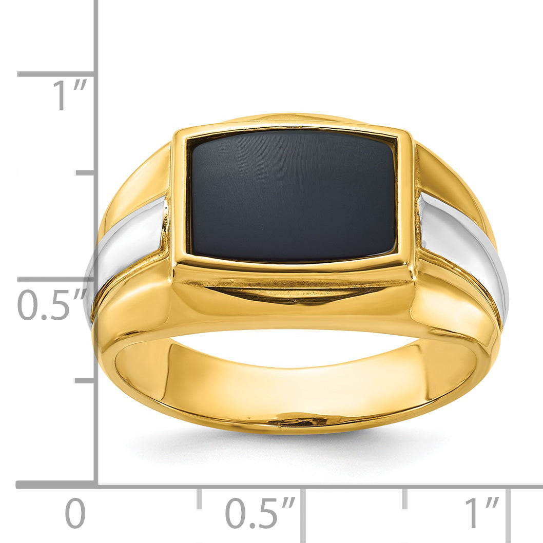 14k Two-tone Mens Rectangle Onyx Ring Mounting, Mounting Only Secondary image