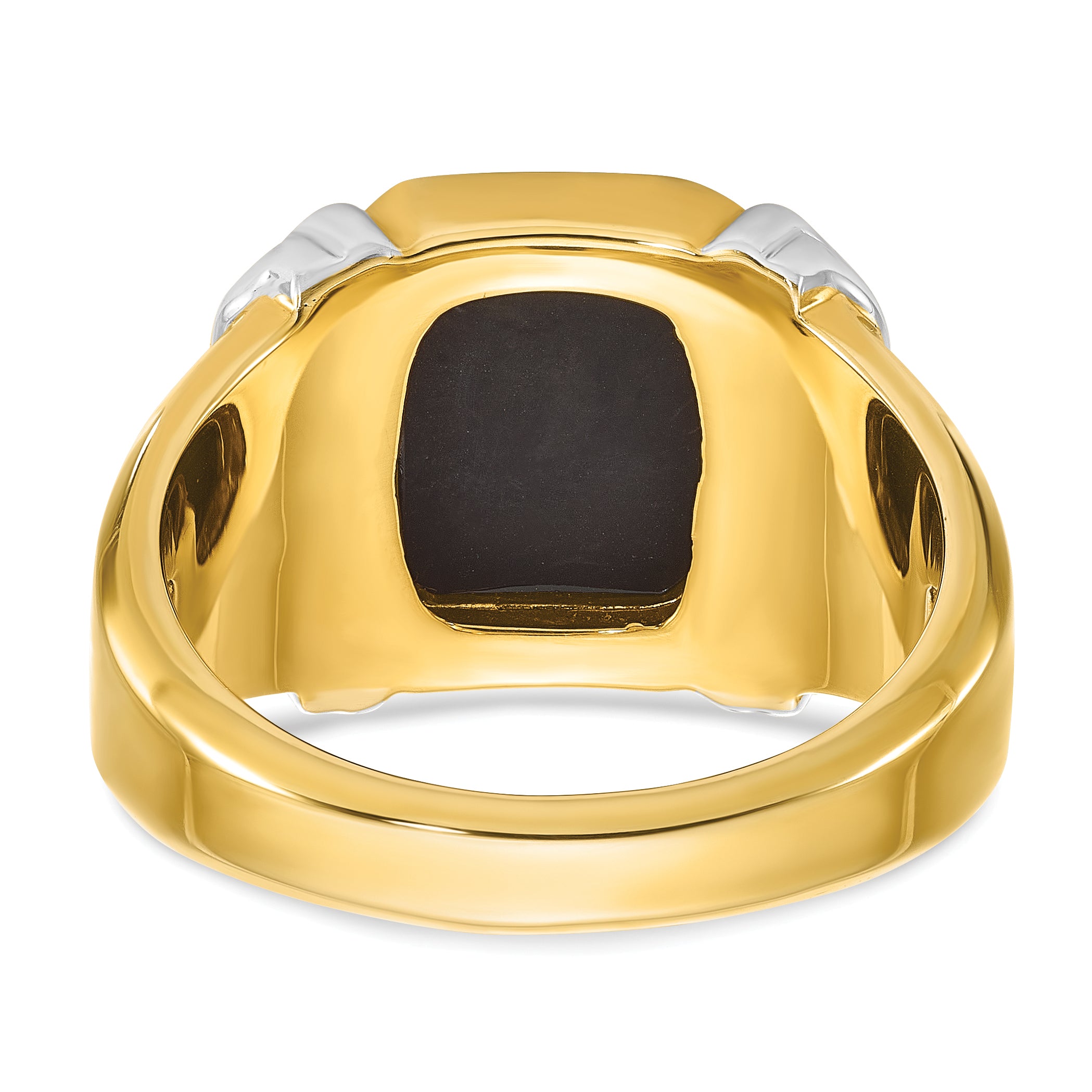 10k Two-tone Men's Onyx Complete Ring