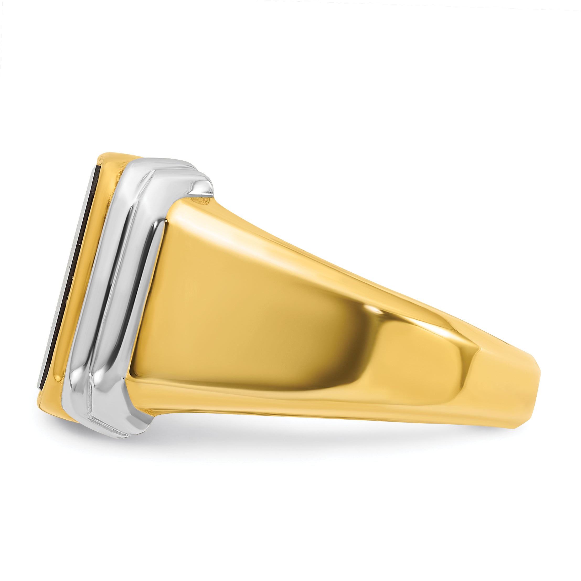 14k Two-tone Mens Octagon Onyx Complete Ring - Sophia Jewelers