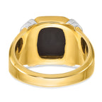 14k Two-tone Mens Octagon Onyx Complete Ring - Sophia Jewelers