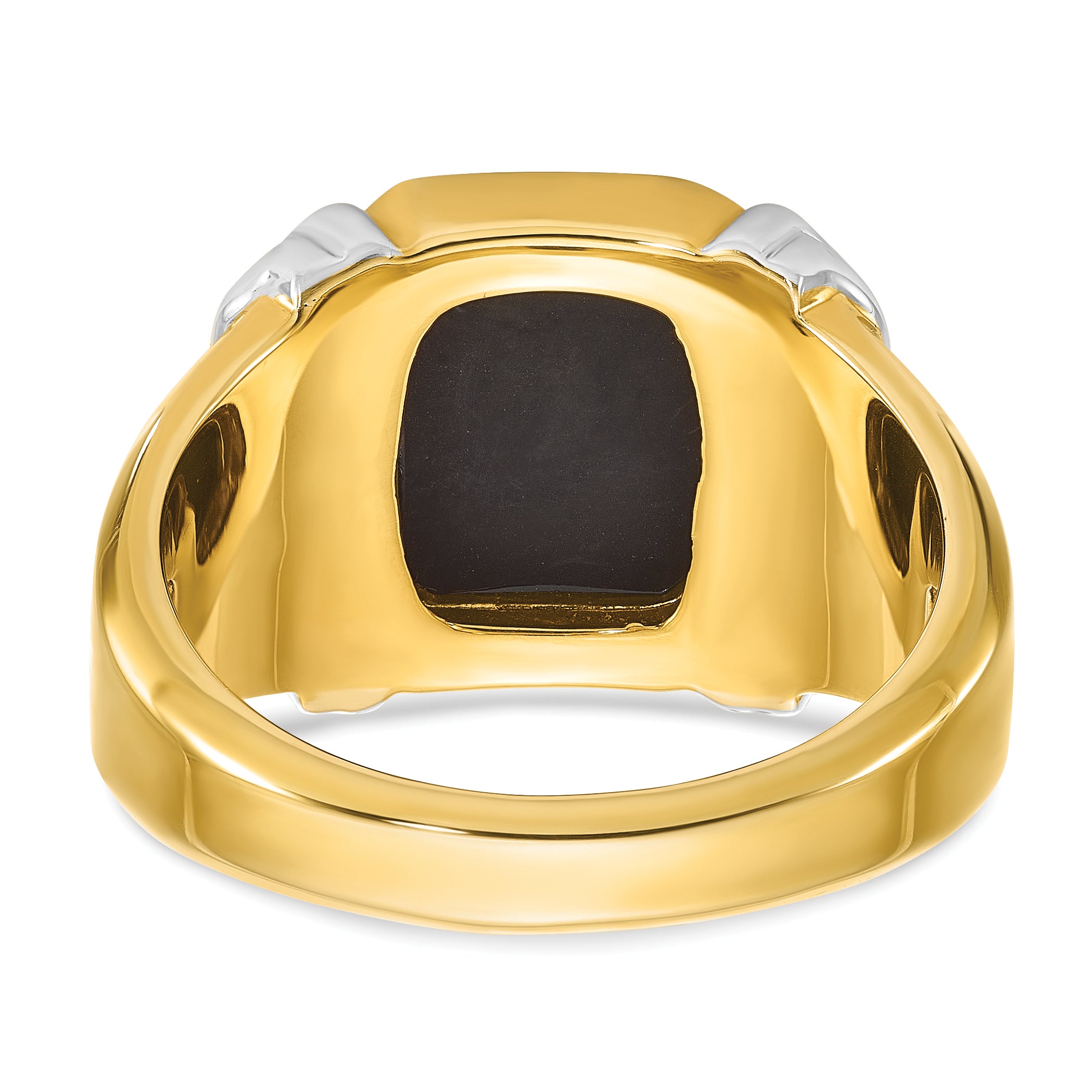 14k Two-tone Mens Octagon Onyx Complete Ring - Sophia Jewelers