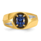 14k Mens Oval Gemstone and Diamond Satin Ring Mounting, Mounting Only - Sophia Jewelers
