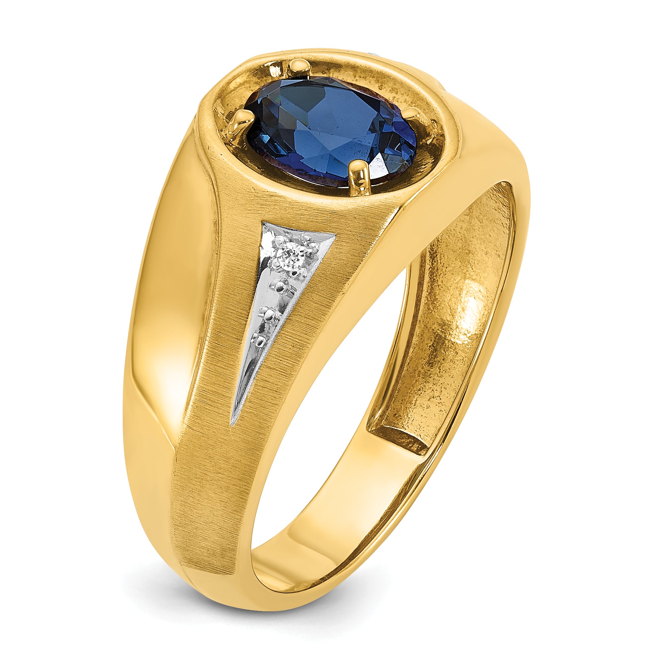 14k Mens Oval Gemstone and Diamond Satin Ring Mounting, Mounting Only - Sophia Jewelers
