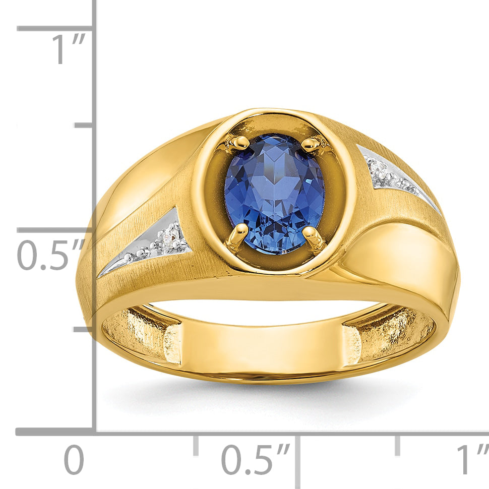 14k Mens Oval Gemstone and Diamond Satin Ring Mounting, Mounting Only - Sophia Jewelers