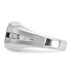 14k White Gold Men's Polished and Satin Onyx and 1/8 Carat AA Quality Diamond Ring - Sophia Jewelers