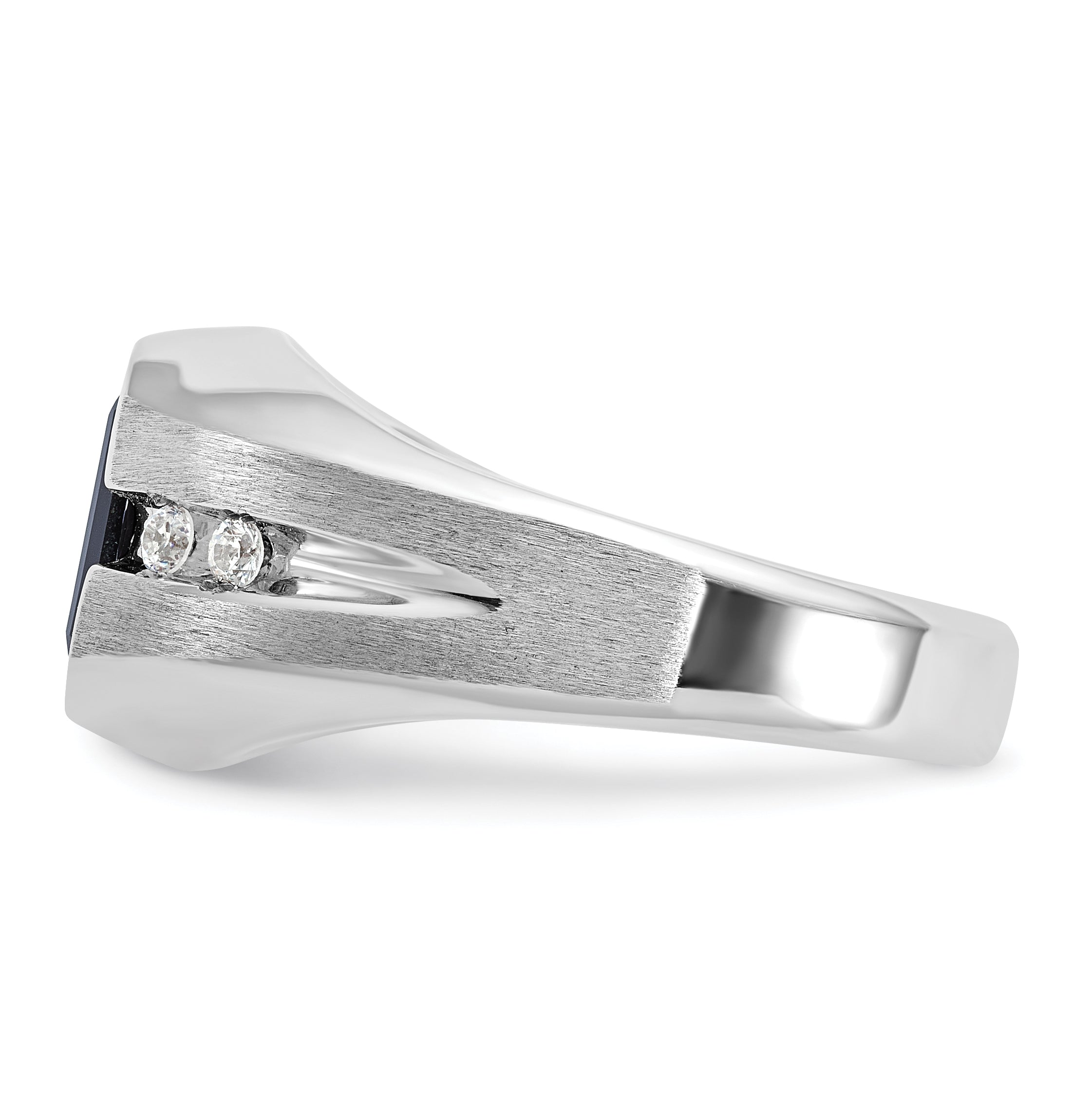 14k White Gold Men's Polished and Satin Onyx and 1/8 Carat AA Quality Diamond Ring - Sophia Jewelers