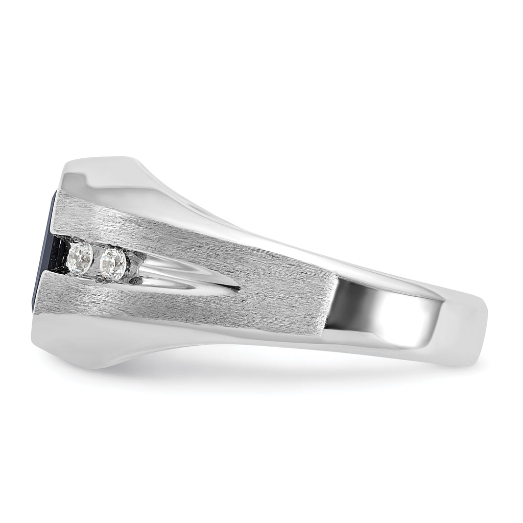 14k White Gold Men's Polished and Satin Gemstone Ring Mounting, Mounting Only - Sophia Jewelers
