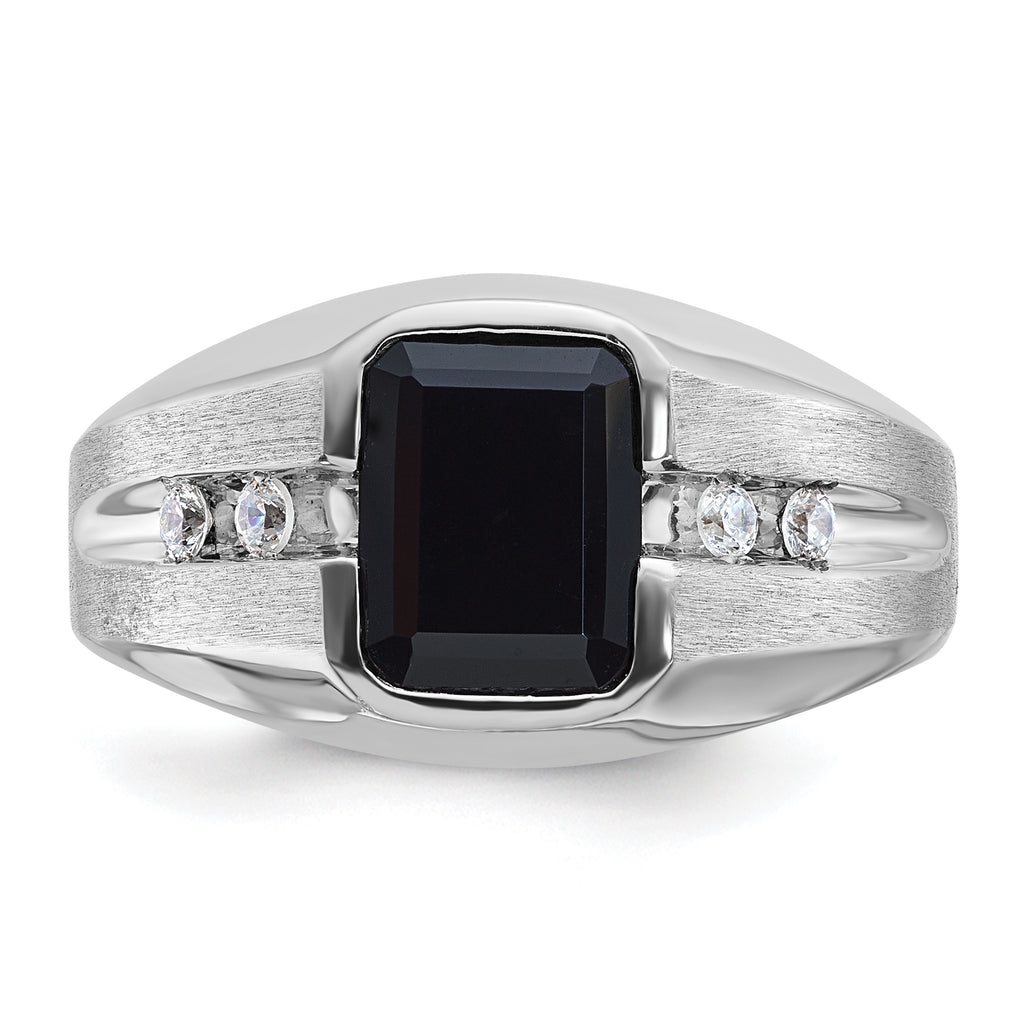14k White Gold Men's Polished and Satin Gemstone Ring Mounting, Mounting Only - Sophia Jewelers