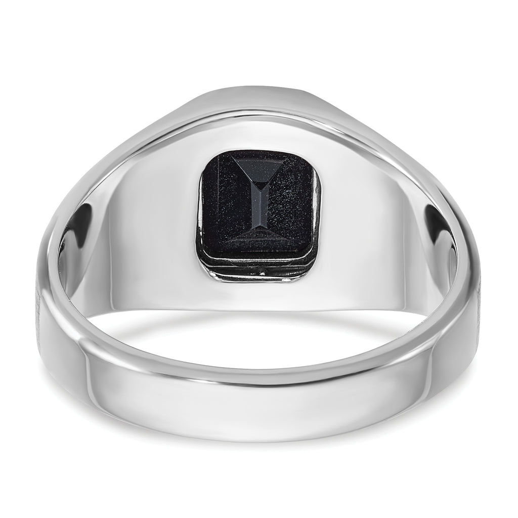 14k White Gold Men's Polished and Satin Gemstone Ring Mounting, Mounting Only - Sophia Jewelers