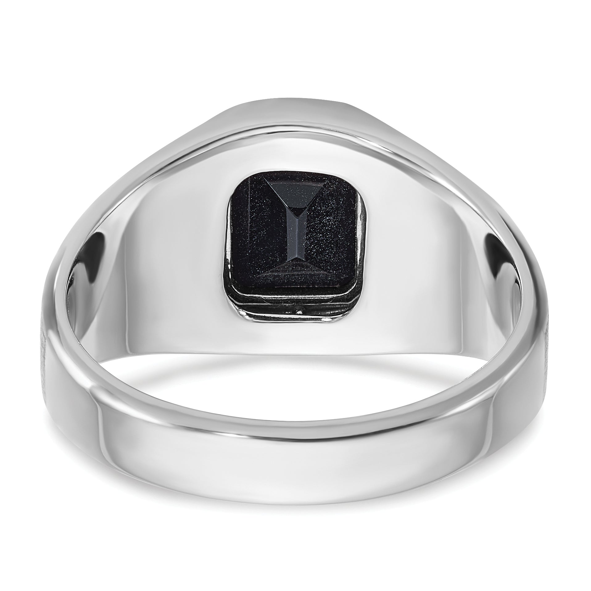 14k White Gold Men's Polished and Satin Gemstone Ring Mounting, Mounting Only - Sophia Jewelers
