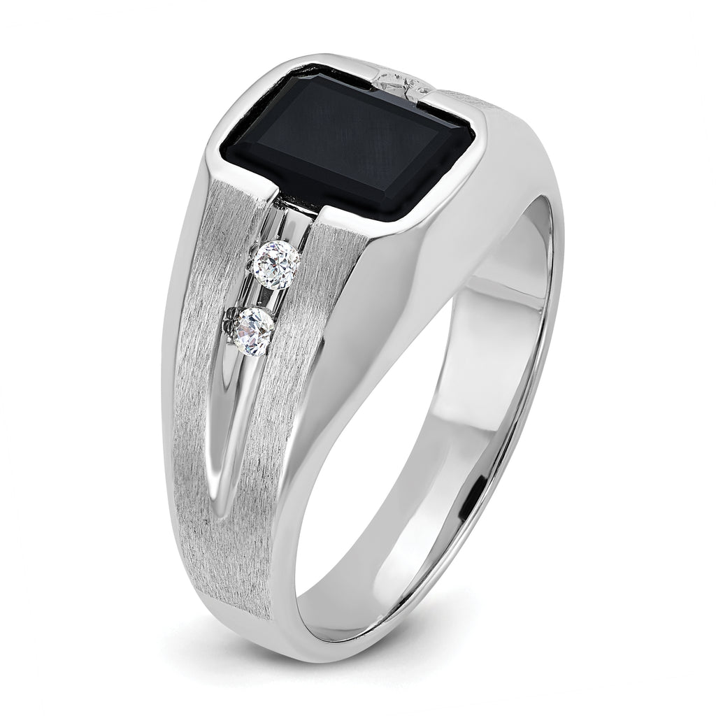 14k White Gold Men's Polished and Satin Gemstone Ring Mounting, Mounting Only - Sophia Jewelers