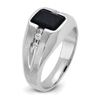 14k White Gold Men's Polished and Satin Onyx and 1/8 Carat AA Quality Diamond Ring - Sophia Jewelers