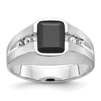 14k White Gold Men's Polished and Satin Gemstone Ring Mounting, Mounting Only - Sophia Jewelers