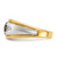 14k Two-tone Mens Polished Satin and Grooved Oval Gemstone and Diamond Ring Mounting, Mounting Only - Sophia Jewelers