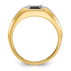 10k Two-tone Men's Satin Onyx and Diamond Complete Ring