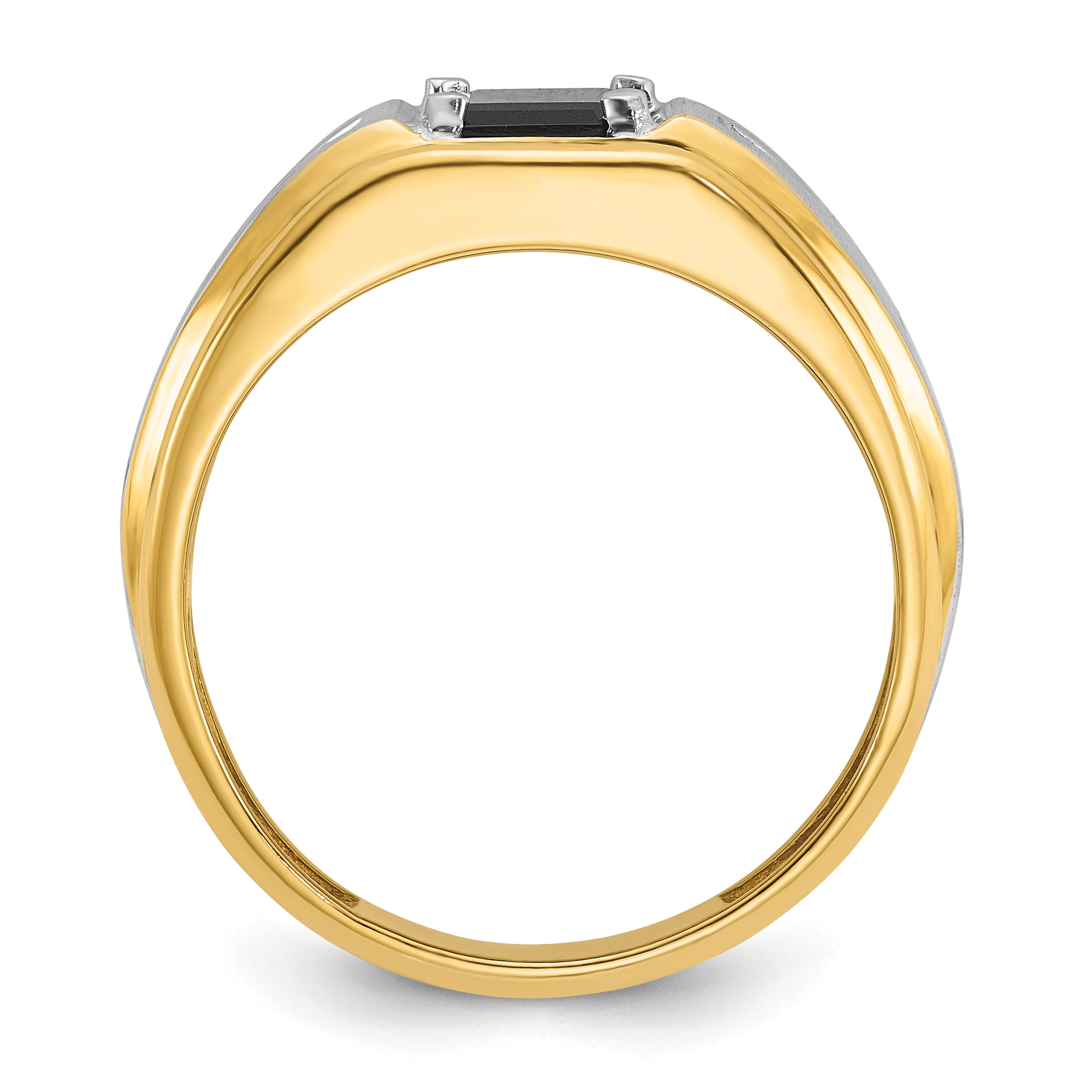 10k Two-tone Men's Satin Onyx and Diamond Complete Ring