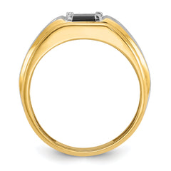 10k Two-tone Men's Satin Onyx and Diamond Complete Ring