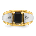 10k Two-tone Men's Satin Onyx and Diamond Complete Ring