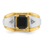 14k Two-tone Mens Satin Octagon Onyx and Diamond Ring Mounting, Mounting Only - Sophia Jewelers
