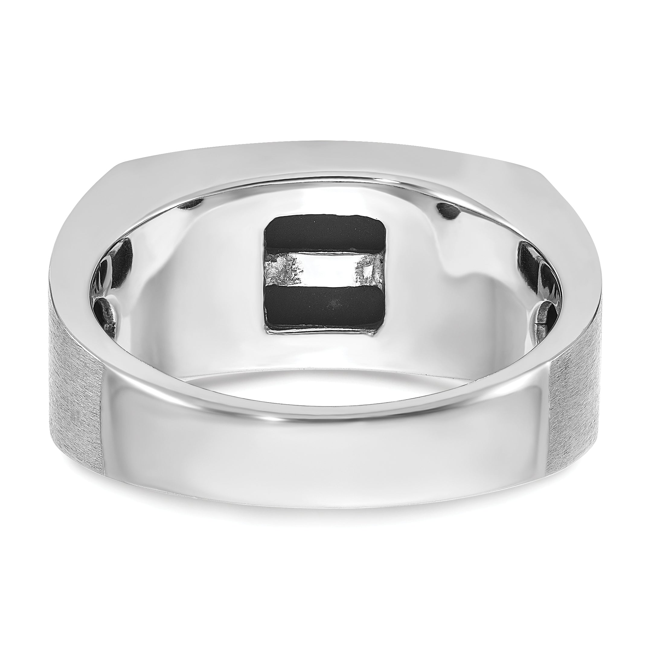 14k White Gold Mens Polished and Satin Onyx Ring Mounting, Mounting Only - Sophia Jewelers