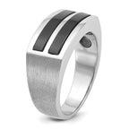 14k White Gold Mens Polished and Satin Onyx Ring Mounting, Mounting Only - Sophia Jewelers