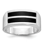 14k White Gold Mens Polished and Satin Onyx Ring Mounting, Mounting Only - Sophia Jewelers
