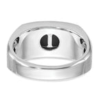 14k White Gold Mens Satin Rectangle Onyx and 1/15 carat Diamond Complete Ring - Sophia Jewelers