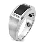 14k White Gold Mens Satin Rectangle Onyx and Diamond Ring Mounting, Mounting Only - Sophia Jewelers
