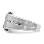 14k White Gold Mens Satin Rectangle Onyx and 1/6 carat Diamond Complete Ring - Sophia Jewelers
