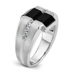 14k White Gold Mens Satin Rectangle Onyx and Diamond Ring Mounting, Mounting Only - Sophia Jewelers