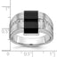 14k White Gold Mens Satin Rectangle Onyx and 1/6 carat Diamond Complete Ring - Sophia Jewelers