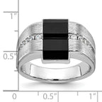 14k White Gold Mens Satin Rectangle Onyx and Diamond Ring Mounting, Mounting Only - Sophia Jewelers