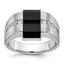 14k White Gold Mens Satin Rectangle Onyx and Diamond Ring Mounting, Mounting Only - Sophia Jewelers
