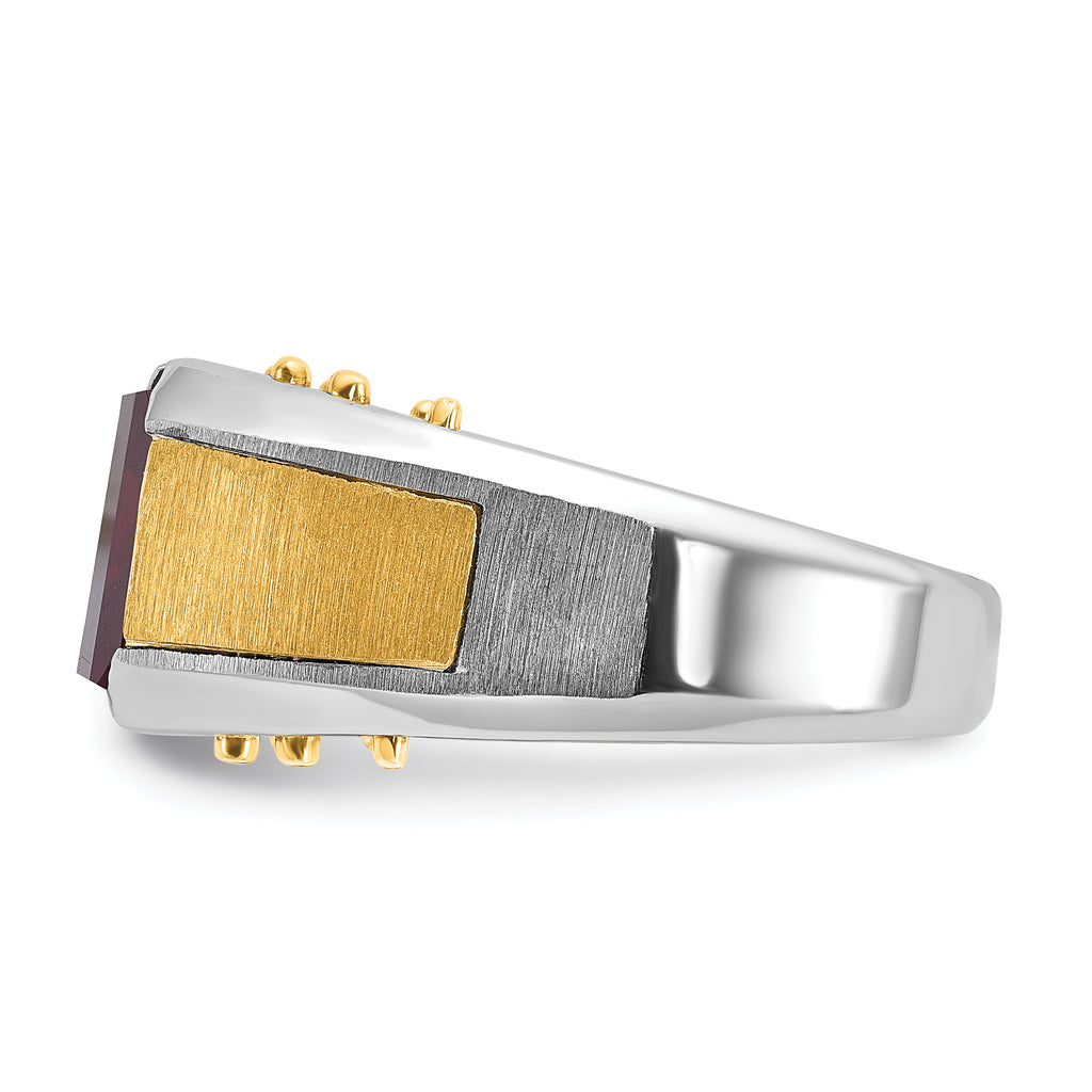 14k Two-tone Mens Barrel Gemstone and Diamond Ring Mounting, Mounting Only - Sophia Jewelers