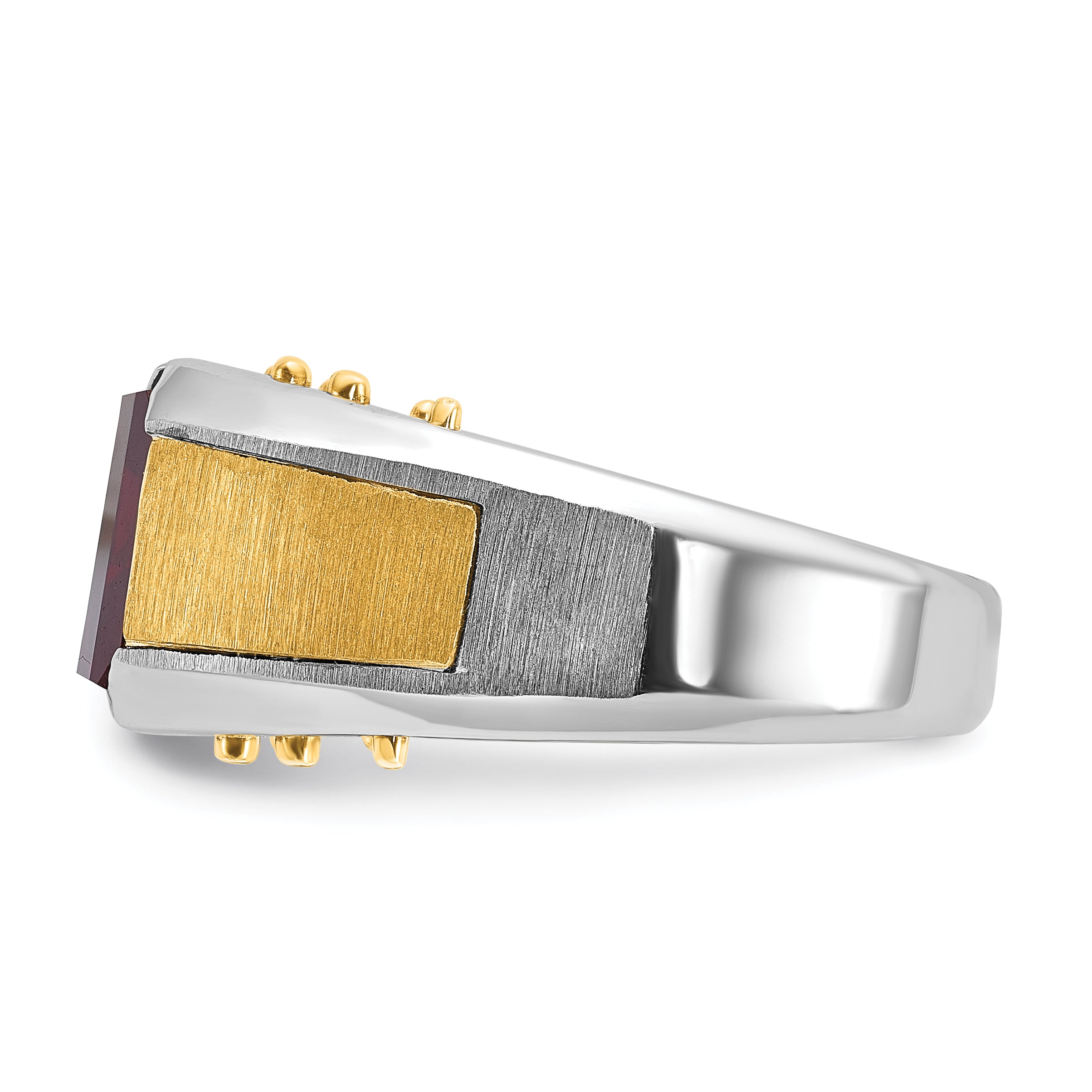 14k Two-tone Mens Barrel Gemstone and Diamond Ring Mounting, Mounting Only - Sophia Jewelers
