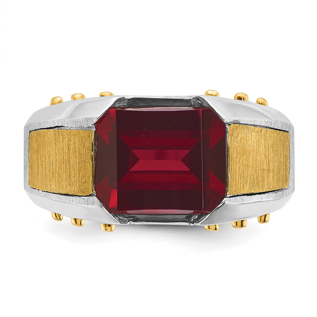 14k Two-tone Mens Barrel Gemstone and Diamond Ring Mounting, Mounting Only - Sophia Jewelers