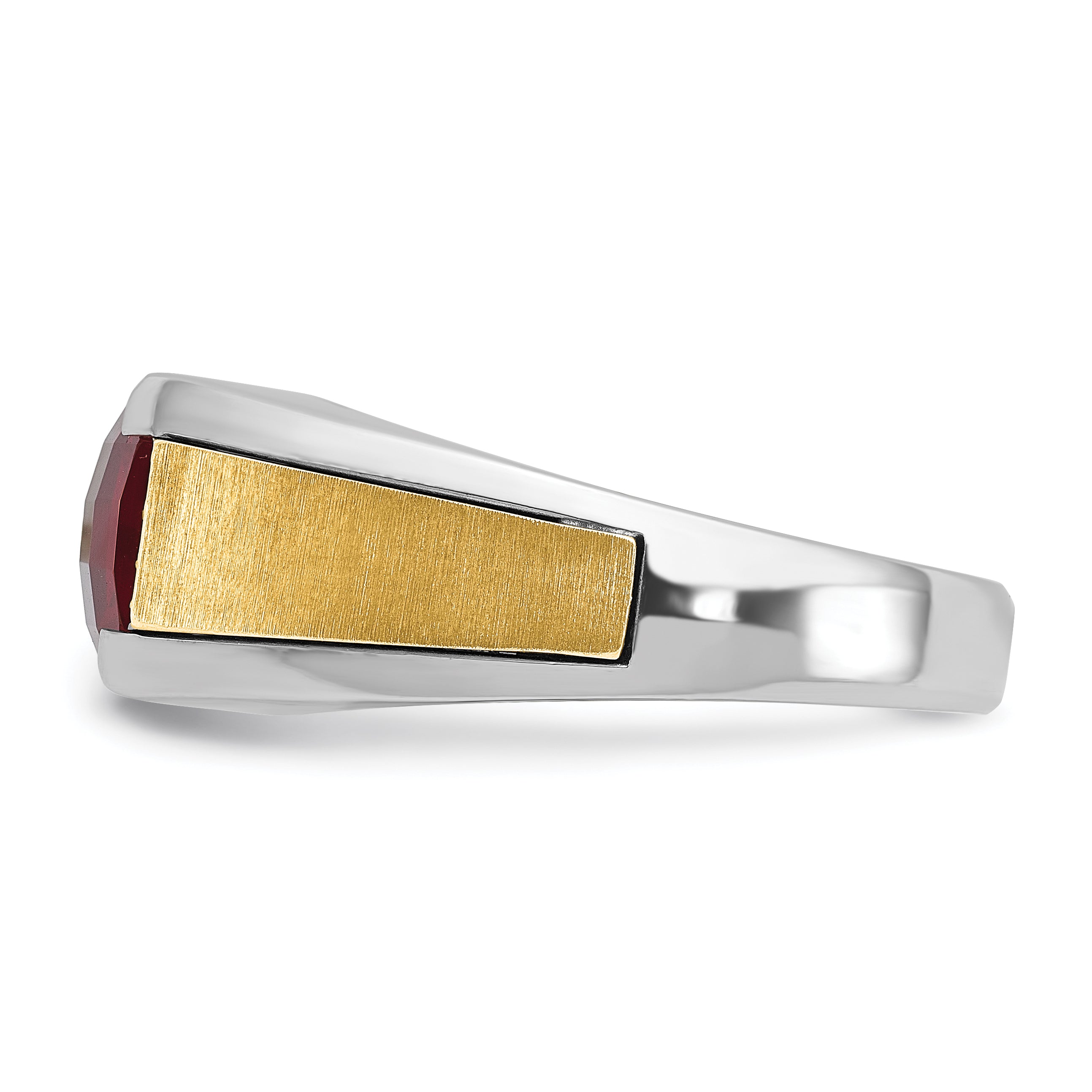 14k Two-tone Men's Polished and Satin Gemstone and Diamond Ring Mounting, Mounting Only - Sophia Jewelers