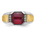 14k Two-tone Men's Polished and Satin Gemstone and Diamond Ring Mounting, Mounting Only - Sophia Jewelers