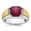 14k Two-tone Men's Polished and Satin Gemstone and Diamond Ring Mounting, Mounting Only - Sophia Jewelers
